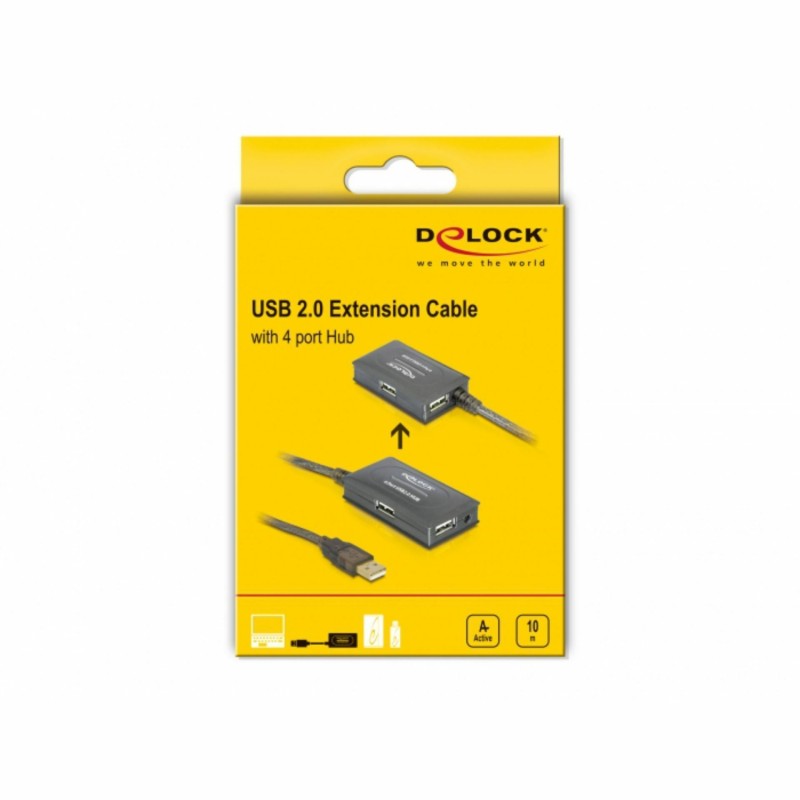 Line extender/repeater USB 2.0 do 10m + hub Delock