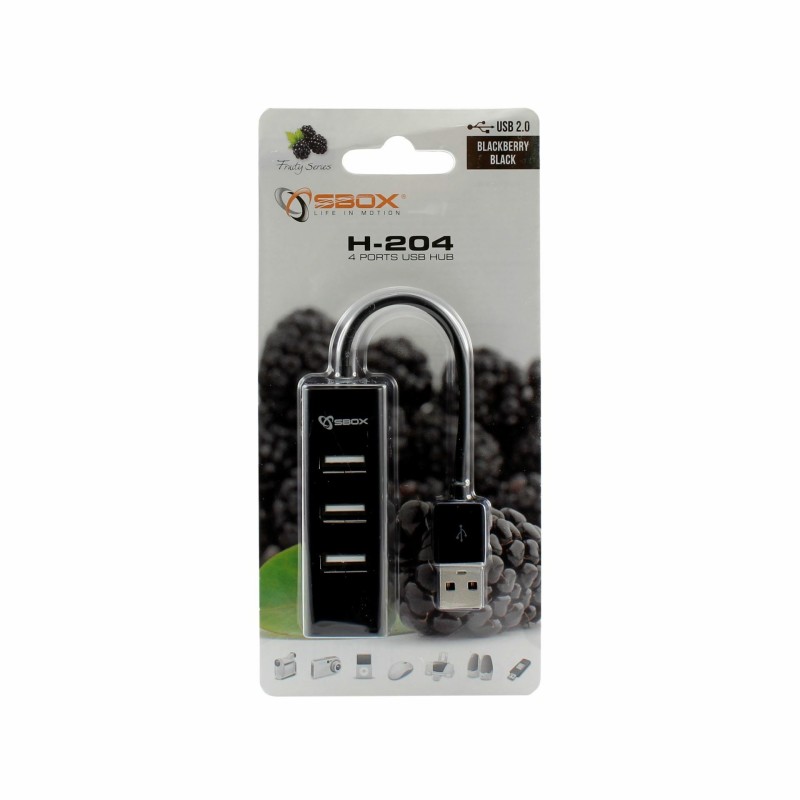 USB Hub SBOX H-204, 4x USB-A, črn