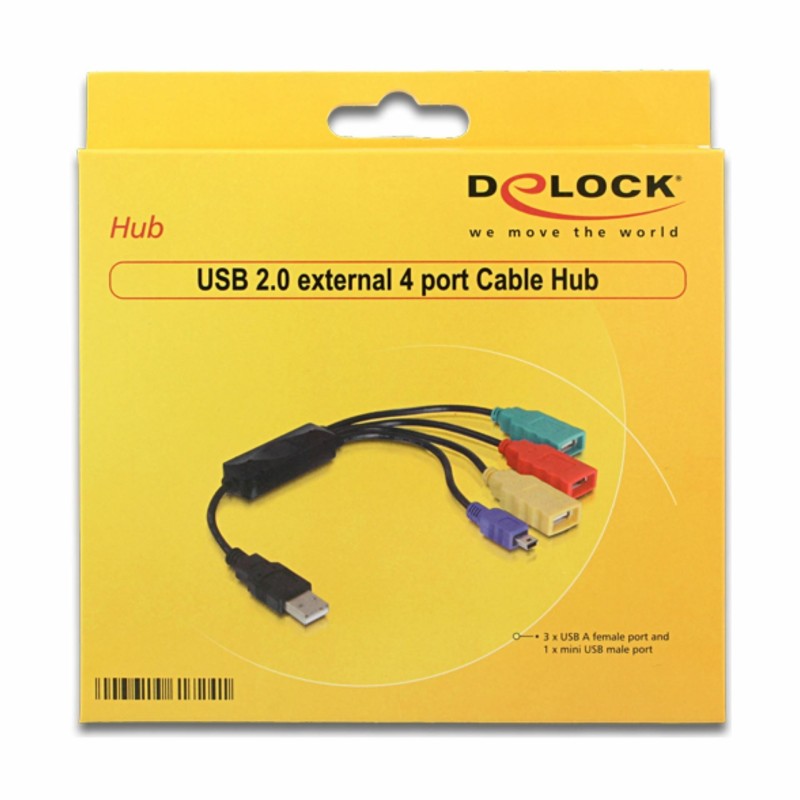 USB Hub na kablu 3xA, 1x mini USB Delock