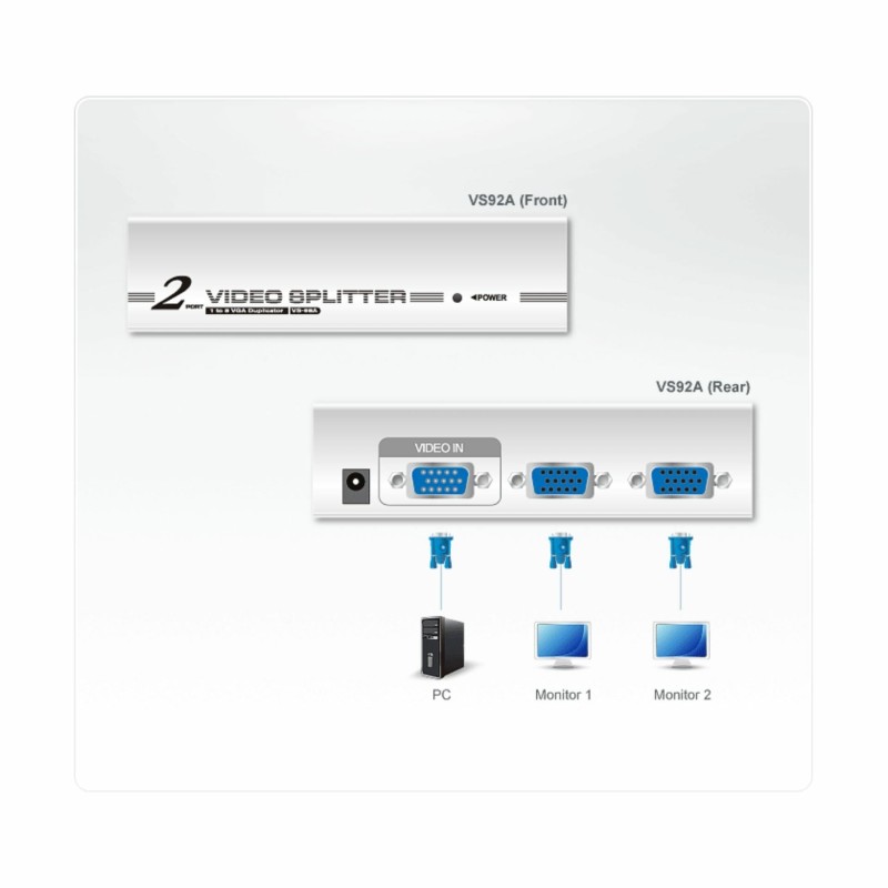 Množilnik SVGA 2mon-1pc 350mhz Aten VS92A
