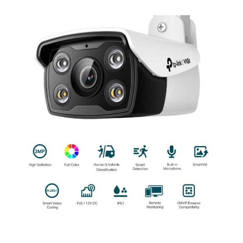 IP kamera TP-LINK VIGI 3MP zunanja Full-Color Bullet mrežna kamera C330 4mm