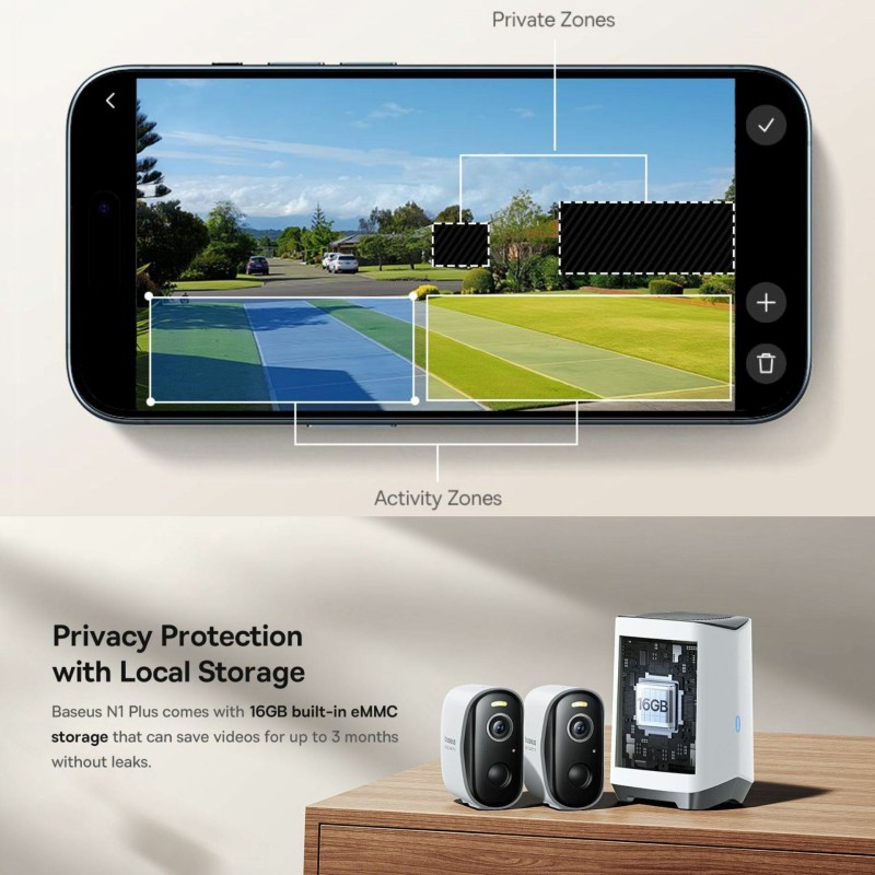 IP kamera Baseus N1 2-Cam Kit, 3.0 MP, z akumulatorjem
