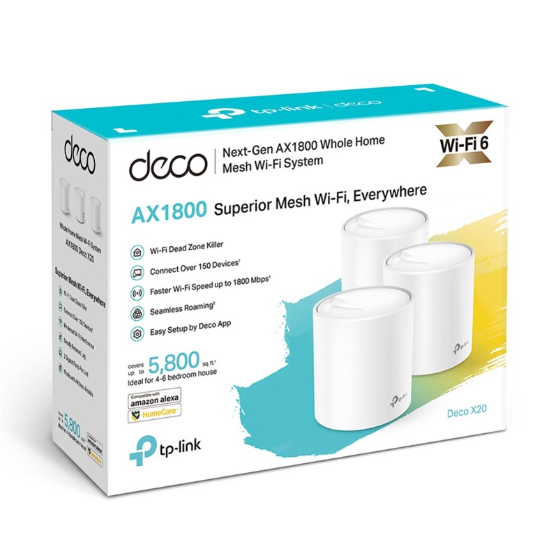 Dostopna točka (access point) TP-LINK Deco X20 AX1800 Wi-Fi6 Mesh 3-pack