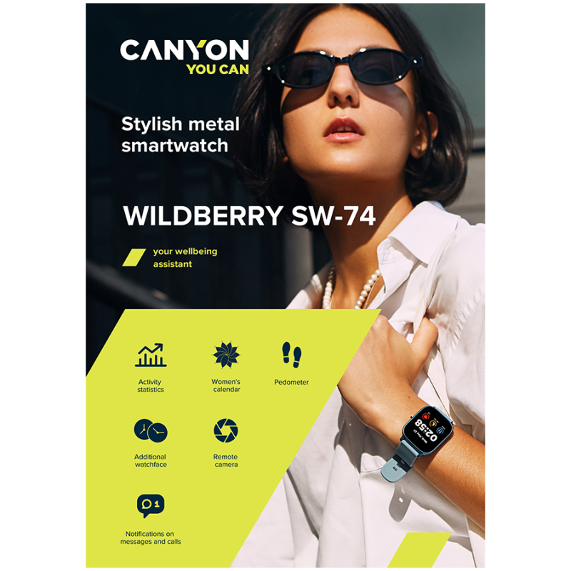 Pametna ura CANYON Wildberry SW-74, črna (CNS-SW74BB)