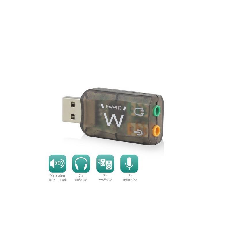Zvočna kartica Ewent EW3751, USB, Virtual 5.1, 3D