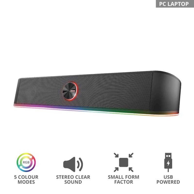 Zvočnik 2.0 TRUST SOUNDBAR GXT619 THORNE RGB, igričarski, 24007