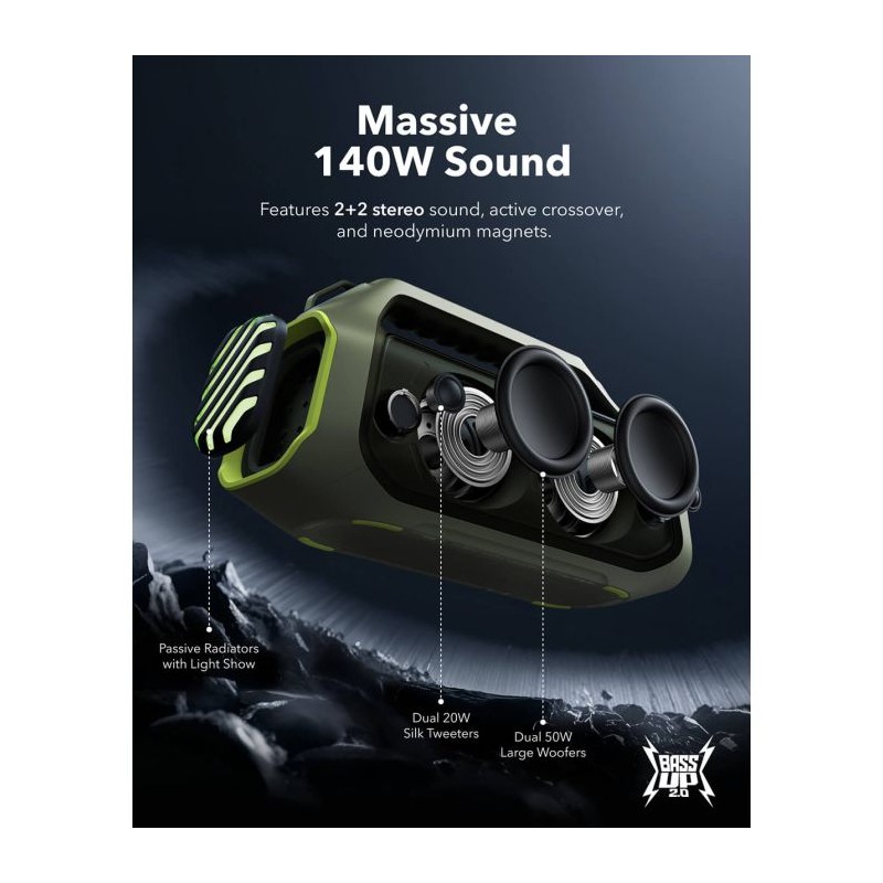 Prenosni zvočnik Anker Soundcore BOOM 2 Plus, zelen