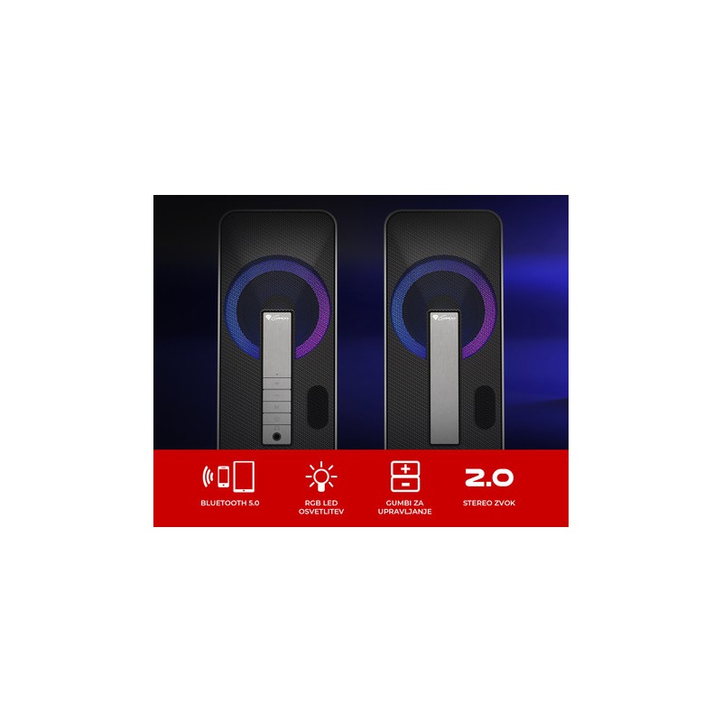 Zvočniki Genesis Helium 100BT, Stereo 2.0, 10W, črna