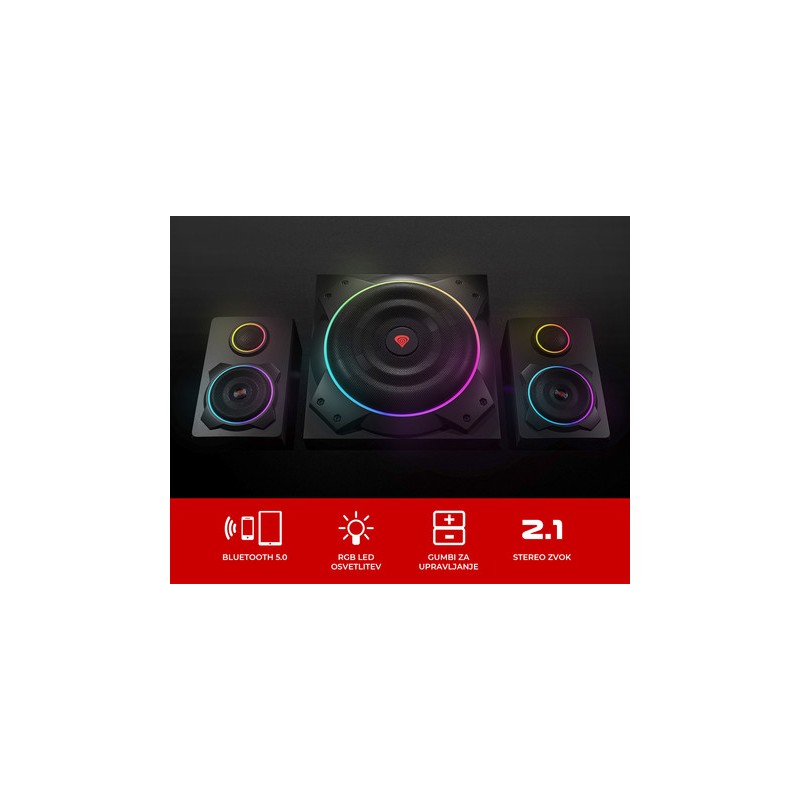 Zvočniki Genesis Helium 800 BT, Stereo 2.1, 60W, črna