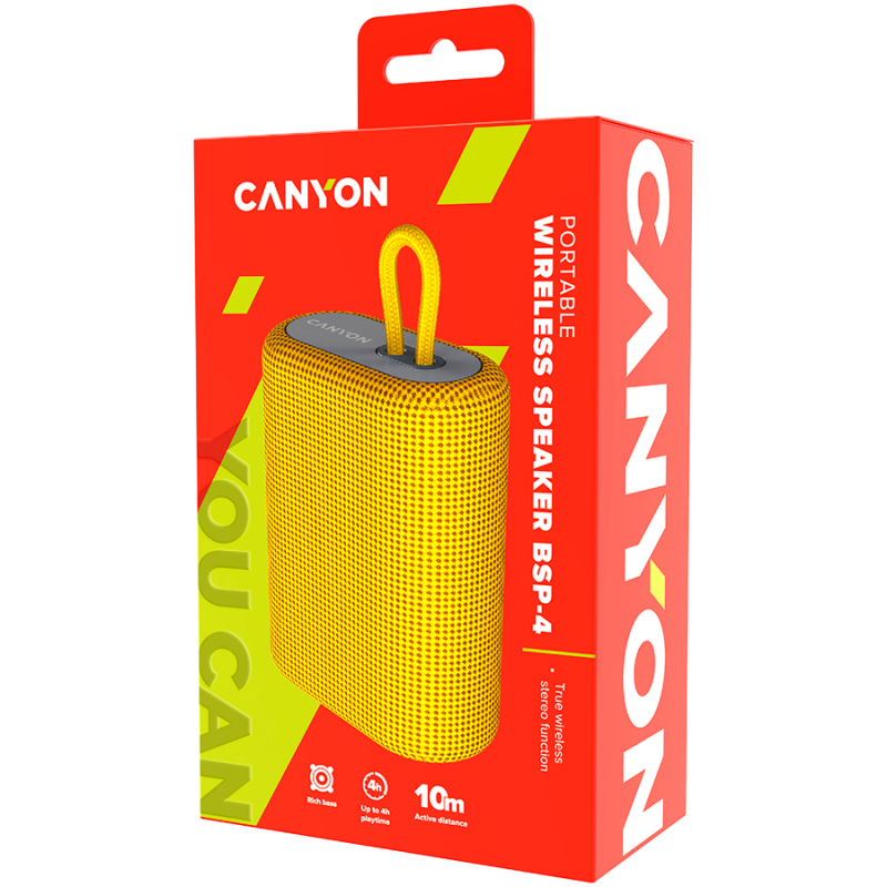 Prenosni zvočnik CANYON BSP-4, 5W, rumen