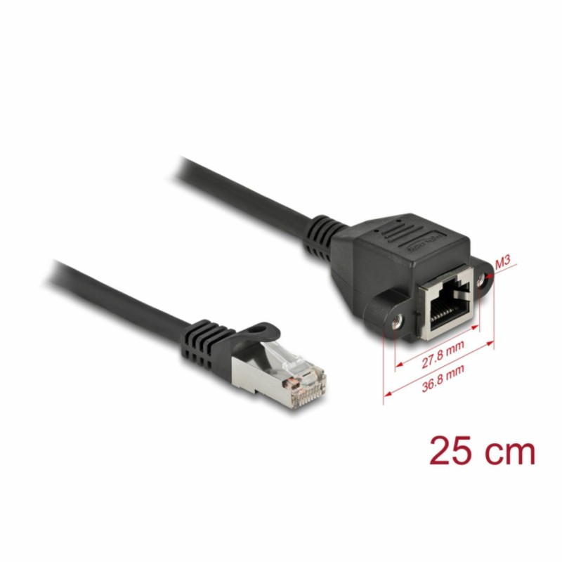 Mrežni kabel Delock patch SFTP CAT.6A, 0,25m, črn