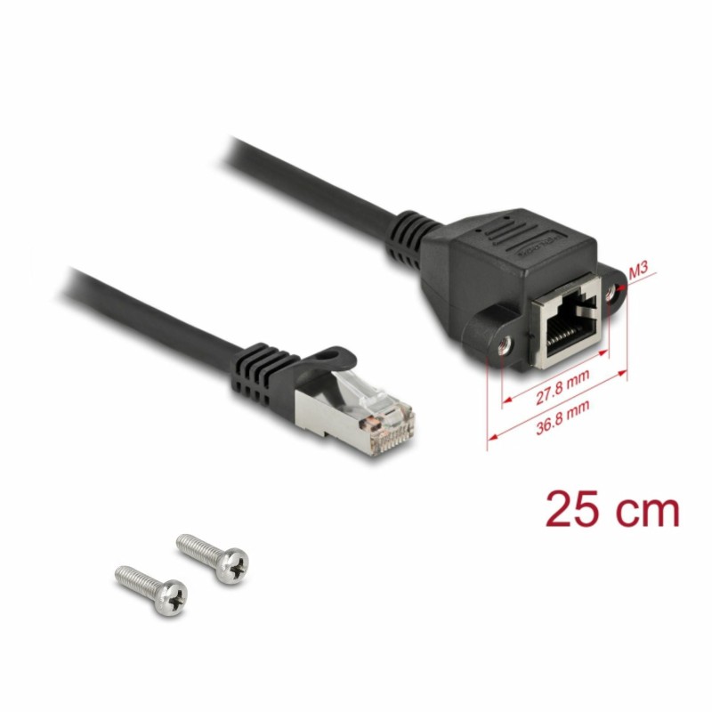 Mrežni kabel Delock patch SFTP CAT.6A, 0,25m, črn