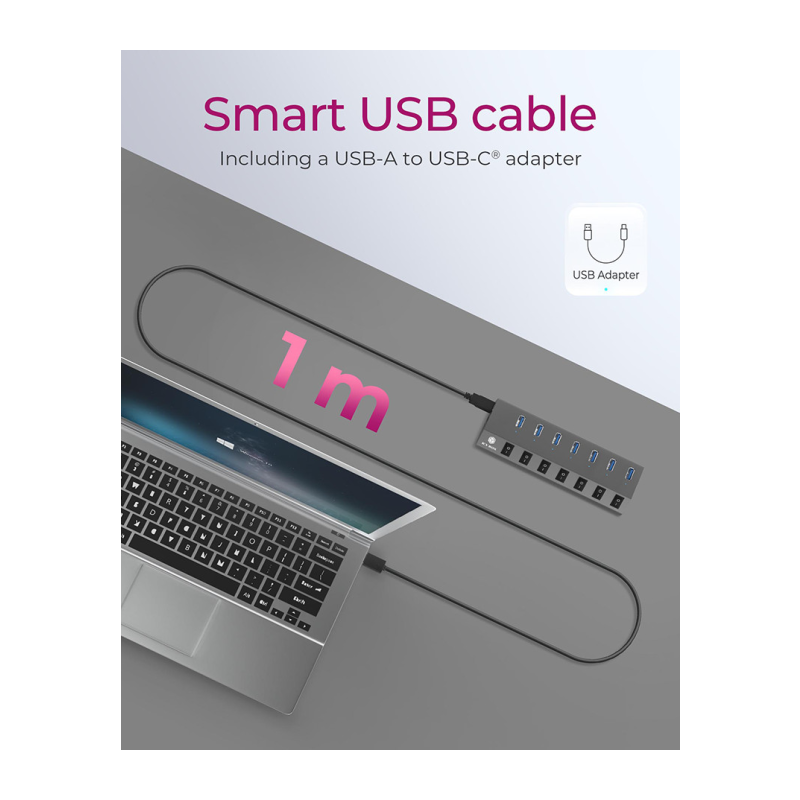 Hub s stikali IcyBox 7-portni USB-A, IB-HUB1701-C3