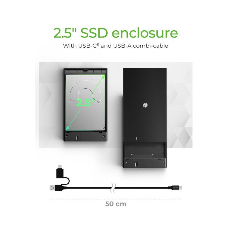 Ohišje za disk IcyBox IB-200T-C3, USB-C 3.2 za 2,5 HDD in SSD