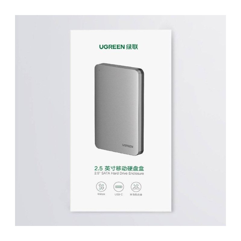 Ohišje za disk Ugreen 2.5 SATA, srebrn - box