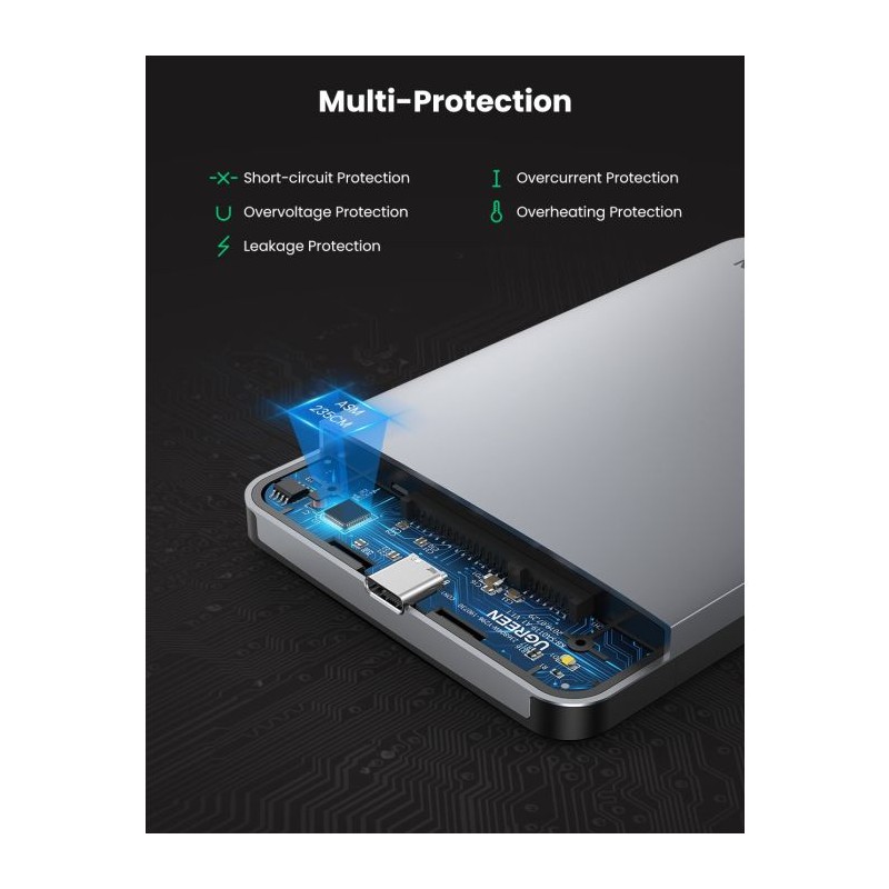 Ohišje za disk Ugreen 2.5 SATA, srebrn - box