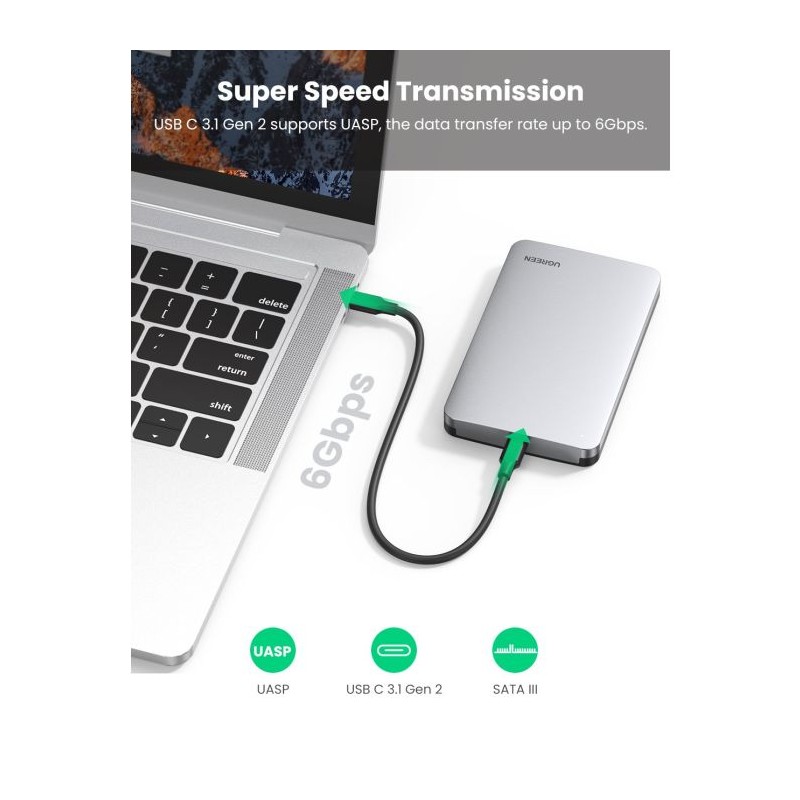 Ohišje za disk Ugreen 2.5 SATA, srebrn - box