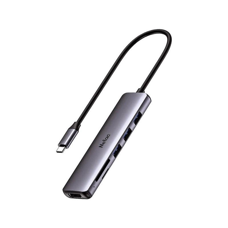 Priklopna postaja Netac Hub WF14, Type-C na 3xUSB3.0,HDMI, čitalec kartic mSD/SD