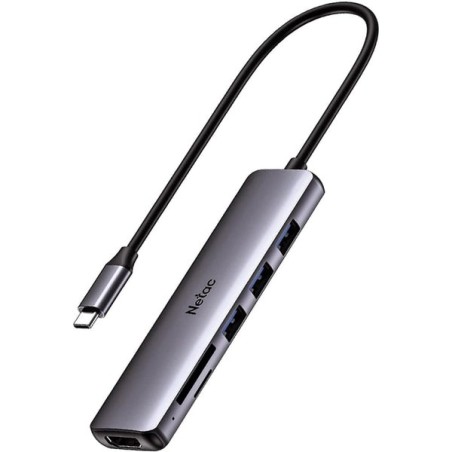 Priklopna postaja Netac Hub WF14, Type-C na 3xUSB3.0,HDMI, čitalec kartic mSD/SD