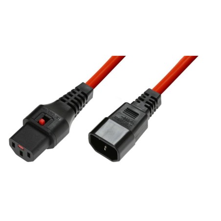 Kabel MicroConnect C13 IEC Lock - C14, 2m, rdeč