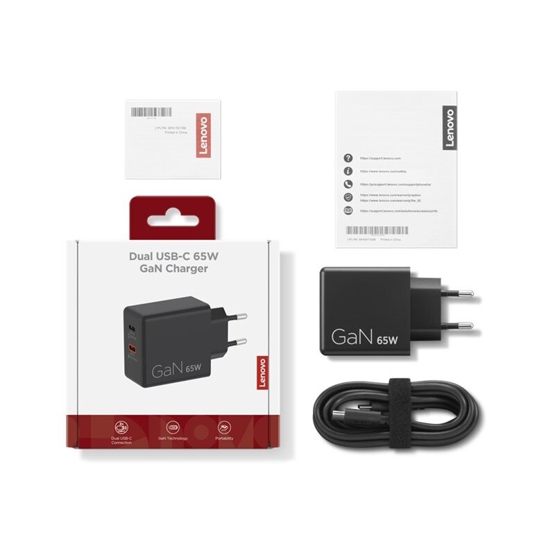 Napajalnik za prenosnik LENOVO dvojni USB-C 65W GaN