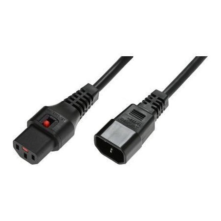 Kabel MicroConnect C13 IEC Lock - C14, 4m, črn