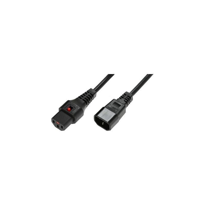 Kabel MicroConnect C13 IEC Lock - C14, 5m, črn