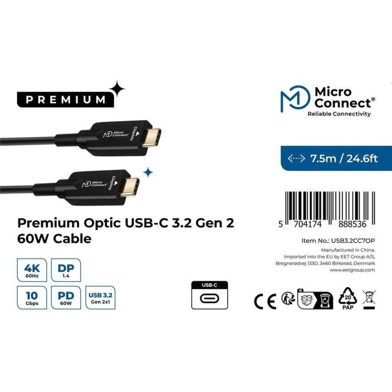 Kabel MicroConnect Premium USB C-C, 7,5m