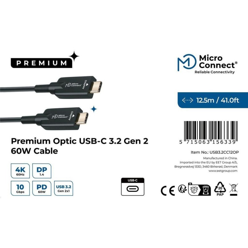 Kabel MicroConnect Premium USB C-C, 12,5m