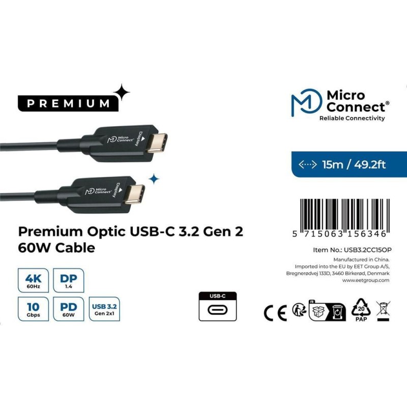 Kabel MicroConnect USB C-C, 15m