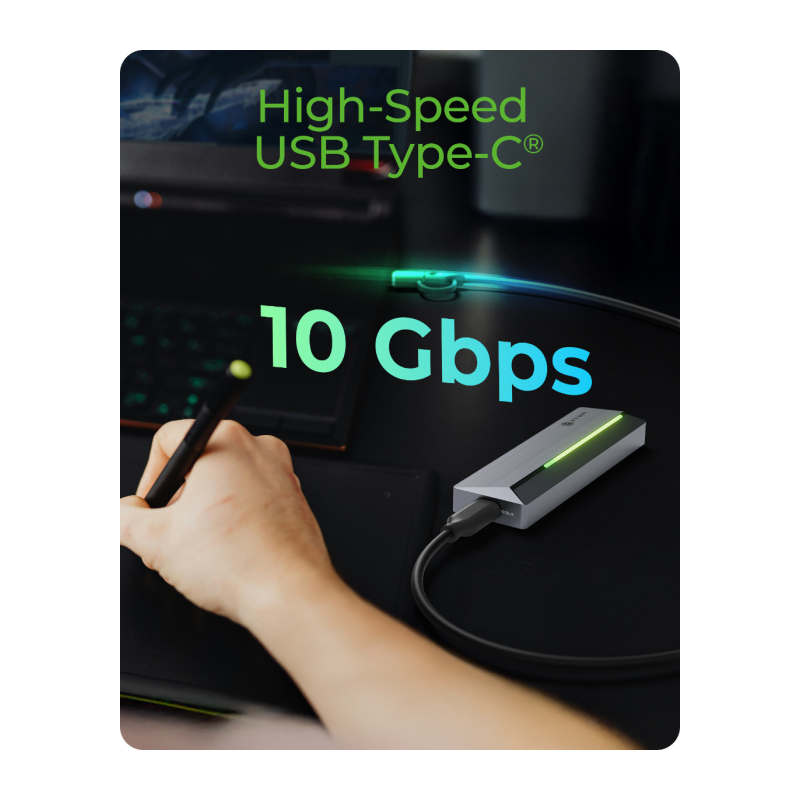 Ohišje za disk IcyBox IB-1826MCL-CU31 za M.2 NVMe/SATA SSD, RGB