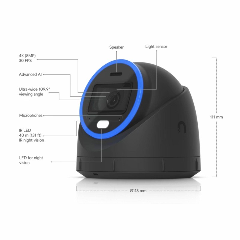 IP kamera Ubiquiti UVC-AI-Turret-B, 8.0MP, zunanja, črna