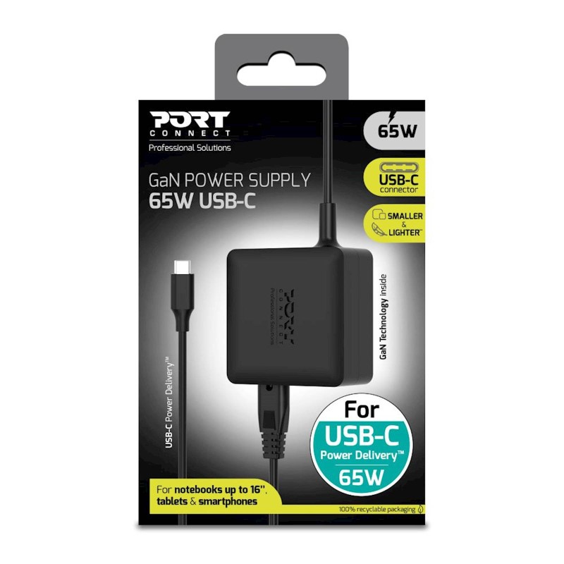 Napajalnik PORT USB-C GaN 65W z EU AC kablom