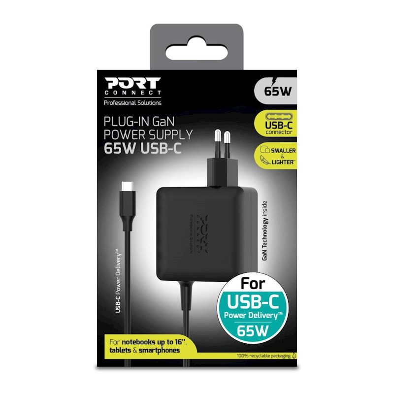 Napajalnik PORT USB-C GaN 65W plug-in EU