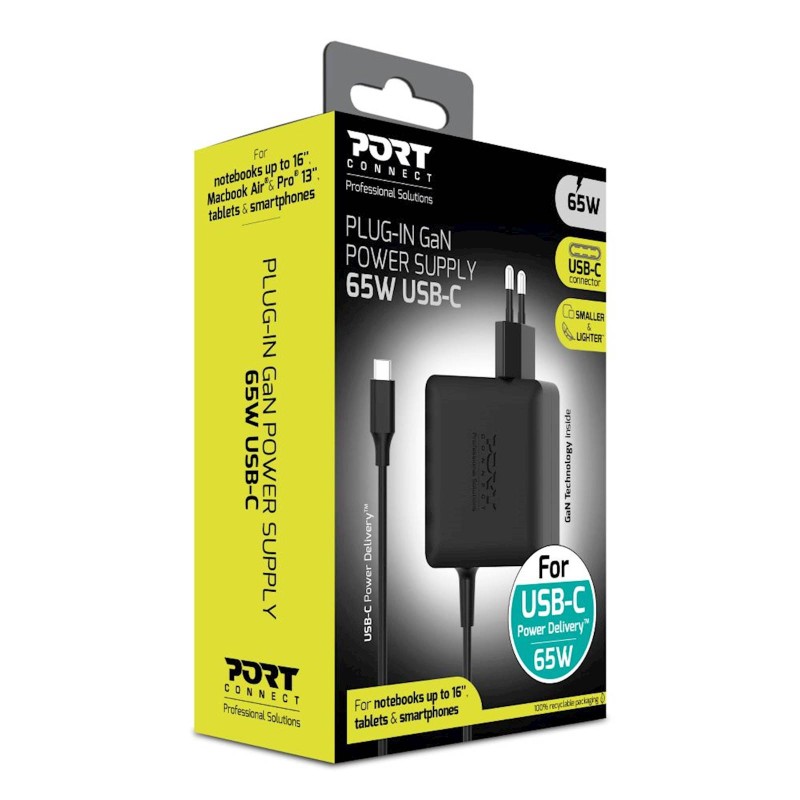 Napajalnik PORT USB-C GaN 65W plug-in EU