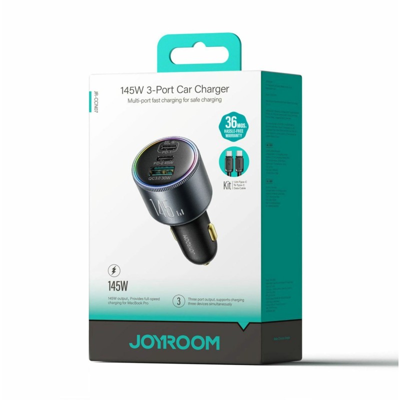 Avtomobilski polnilec Joyroom JR-CCN07, 145W, USB-A/C, črn