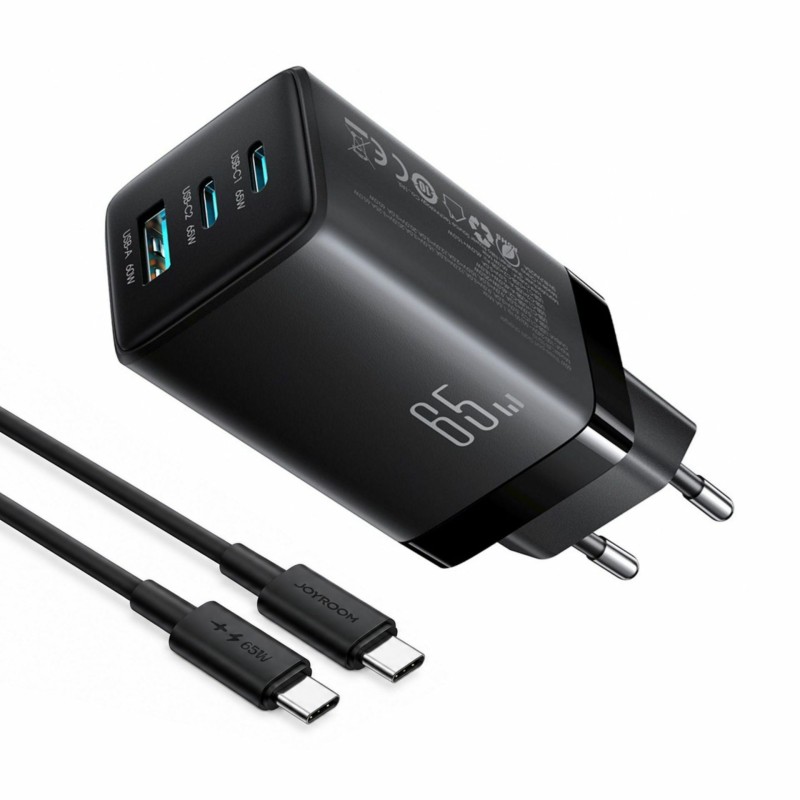 Polnilec Joyroom JR-TG10, 65W, USB-C/A, s kablom, črn