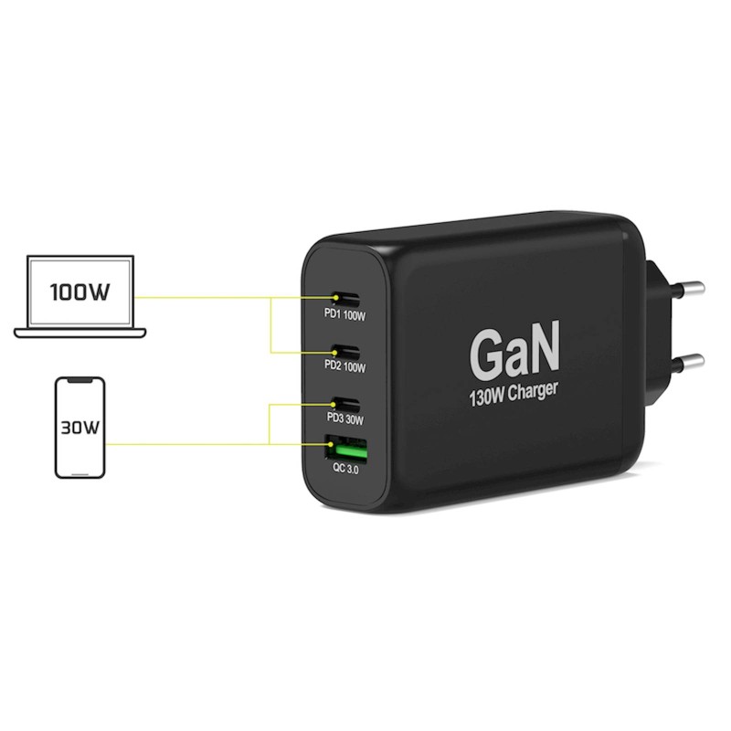 Polnilec PORT GaN USB-C PD 100W + kabel USB-C (130W), 2m