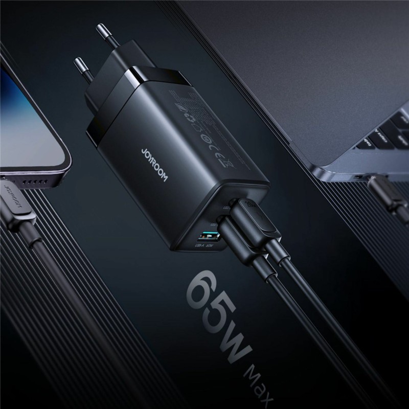 Polnilec Joyroom JR-TG10, 65W, USB-C/A, s kablom, črn