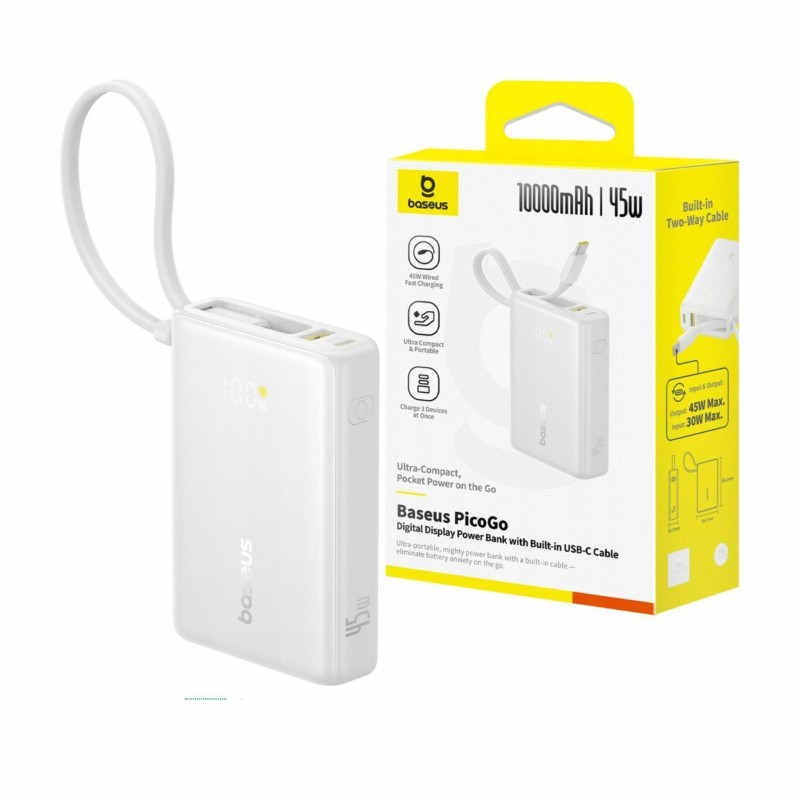 Prenosna baterija Powerbank Baseus PicoGo PPPG-1W45C, 10.000mAh, bela
