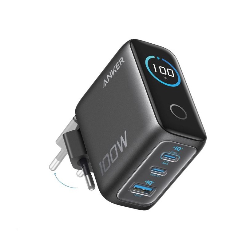 Polnilec Anker B121BGZ1, 100W, USB-C, temno siv