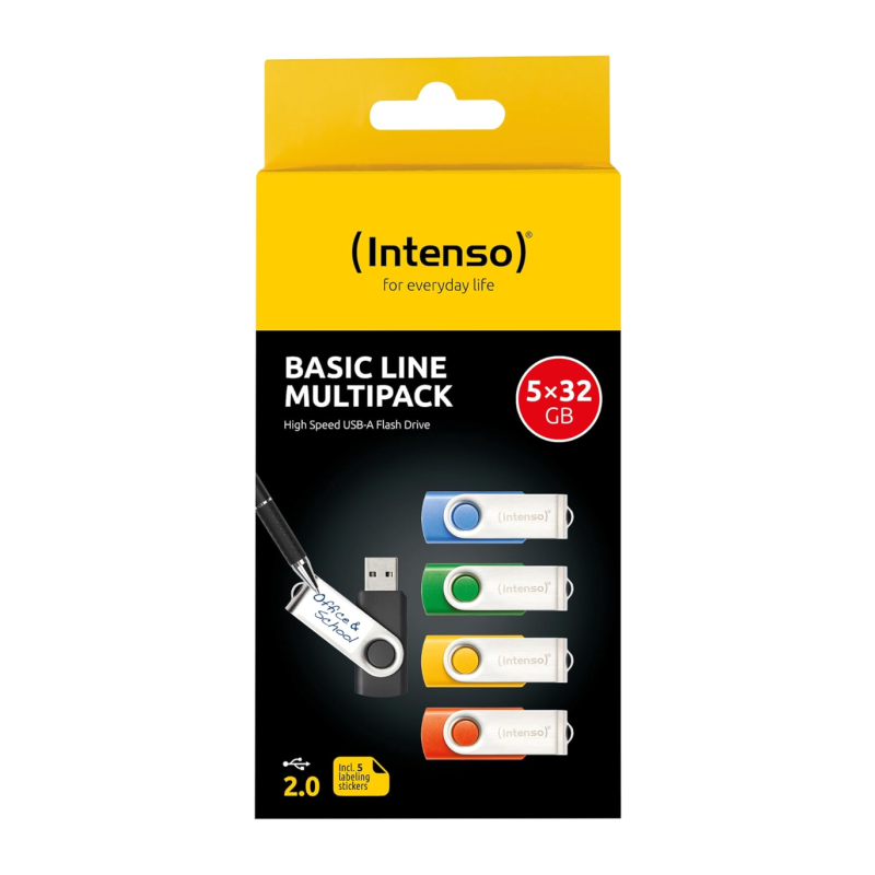 USB kjučki 5x32GB Intenso Basic Line, USB 2.0, barvni