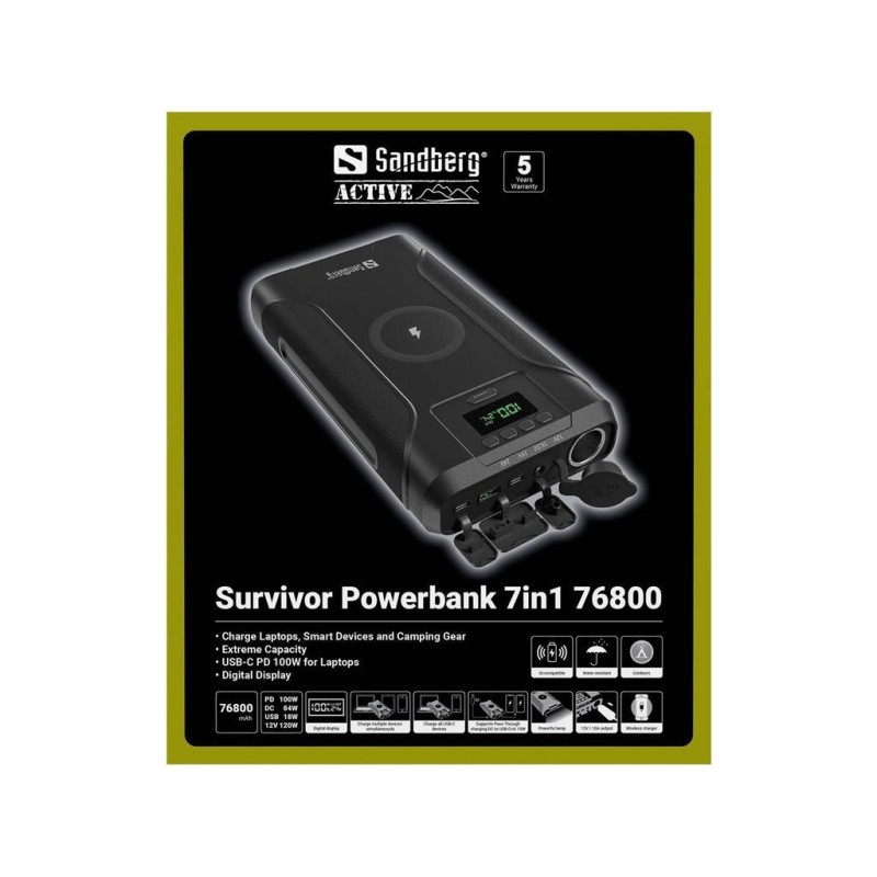 Prenosna baterija Powerbank Sandberg Survivor 7-v-1 76800, 76800 mAh