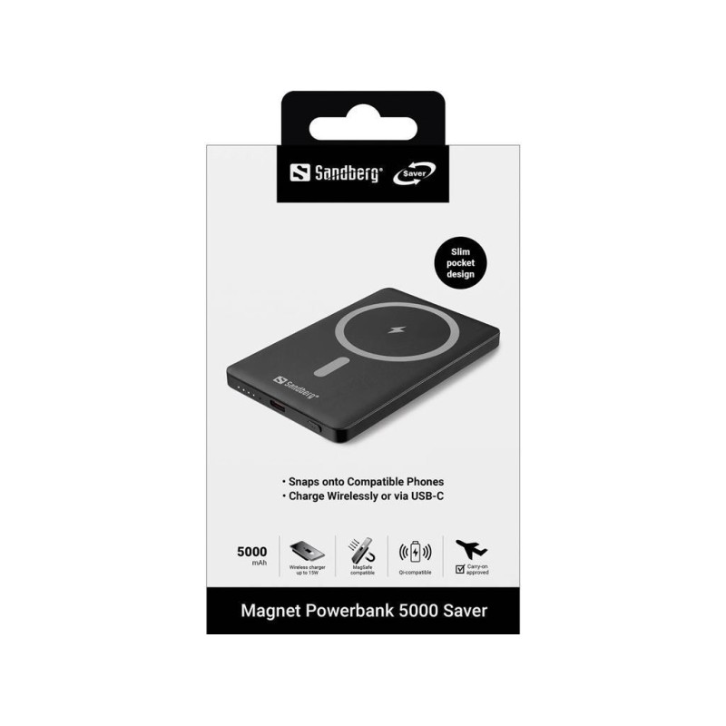 Prenosna baterija Powerbank Sandberg Magnet 5000 Saver, 5000 mAh