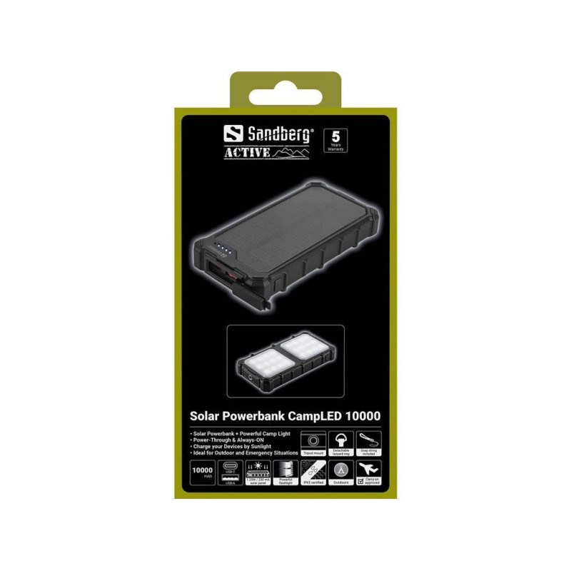 Prenosna baterija Powerbank Sandberg Solar CampLED 10000, 10000 mAh