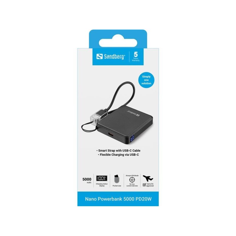 Prenosna baterija Powerbank Sandberg Nano PD20W 5000, 5000 mAh