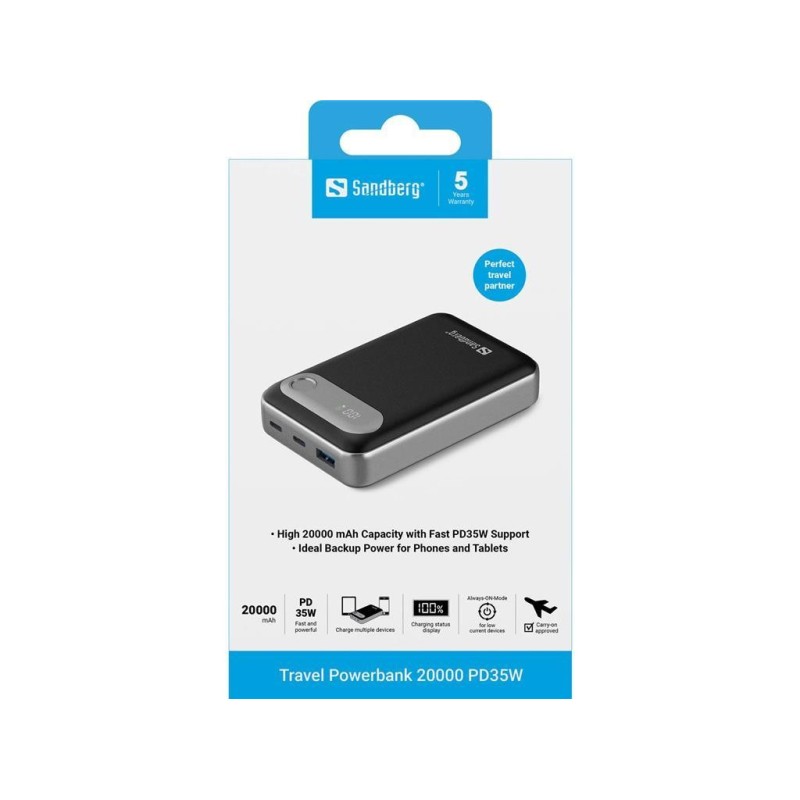 Prenosna baterija Powerbank Sandberg Travel PD35W 20000, 20000 mAh