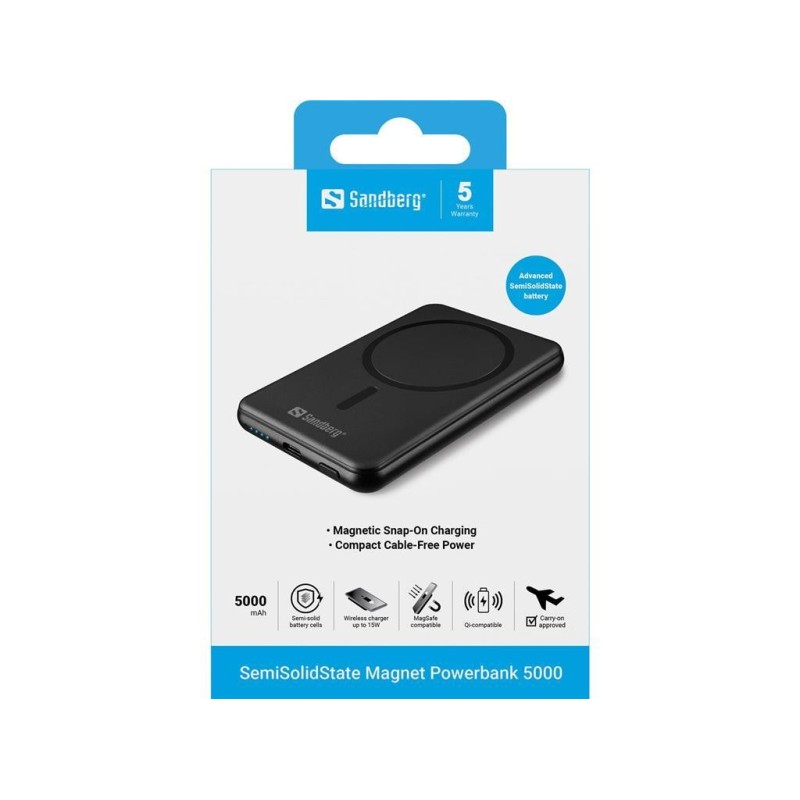 Prenosna baterija Powerbank Sandberg SolidState Magnet 5000, 5000 mAh