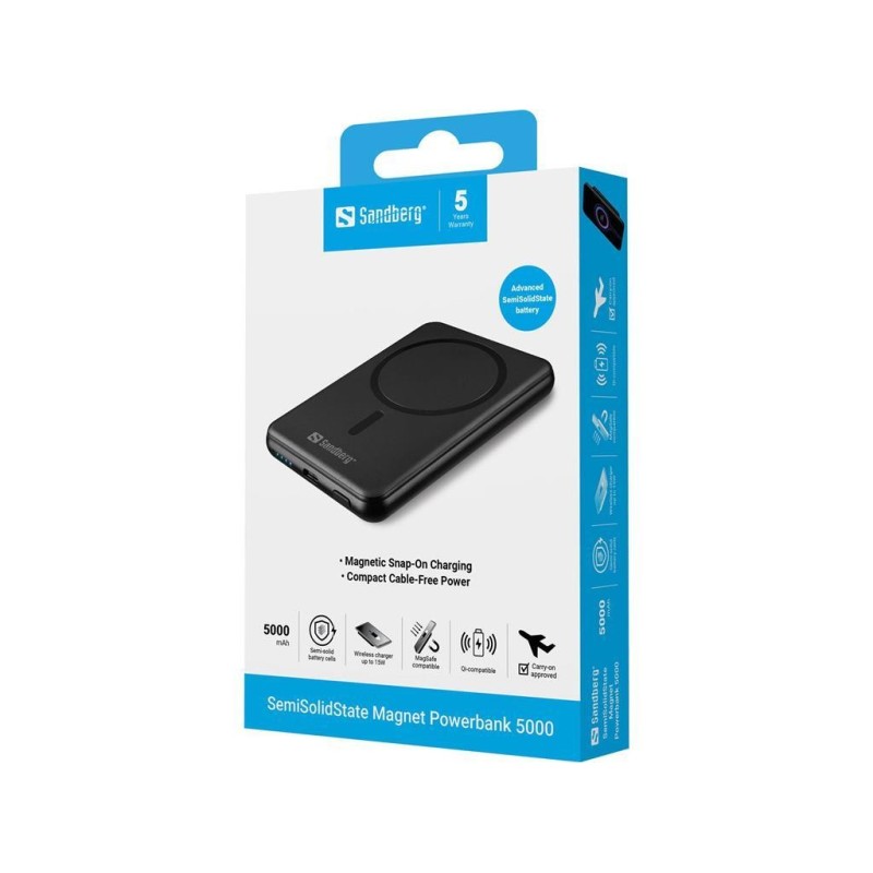 Prenosna baterija Powerbank Sandberg SolidState Magnet 5000, 5000 mAh