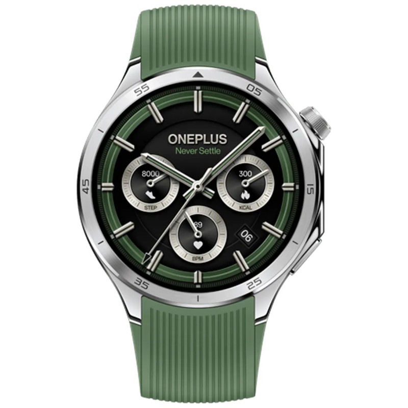 Pametna ura OnePlus Watch 3, srebrna (zelen pašček)